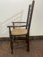 Large Antique Oak Farmhouse Refectory Dining Table & 8 Ladder-Back Rush Seat Chairs — Stunning Set