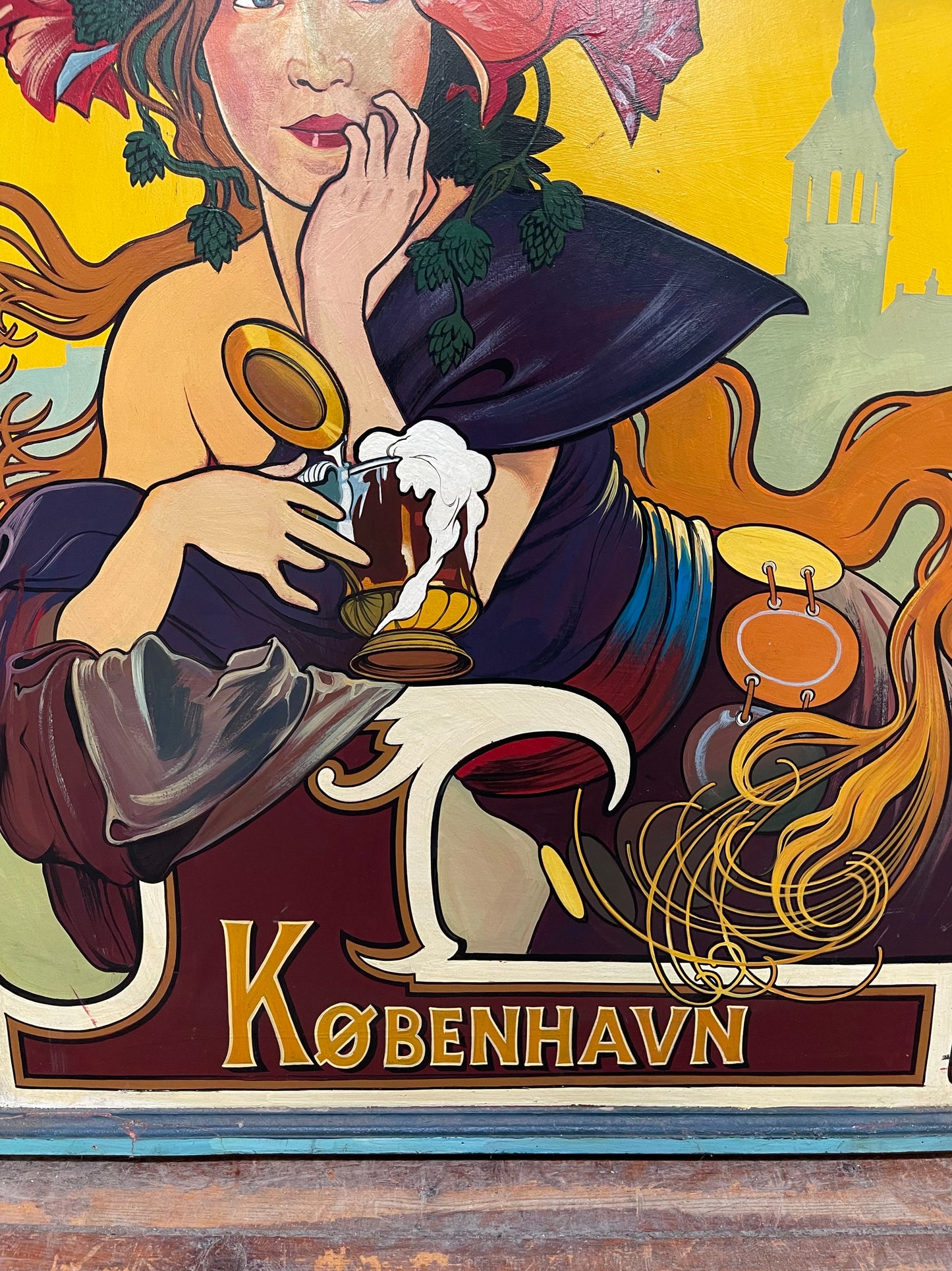 Beautiful hand painted Art Nouveau sign