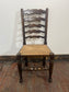 Large Antique Oak Farmhouse Refectory Dining Table & 8 Ladder-Back Rush Seat Chairs — Stunning Set