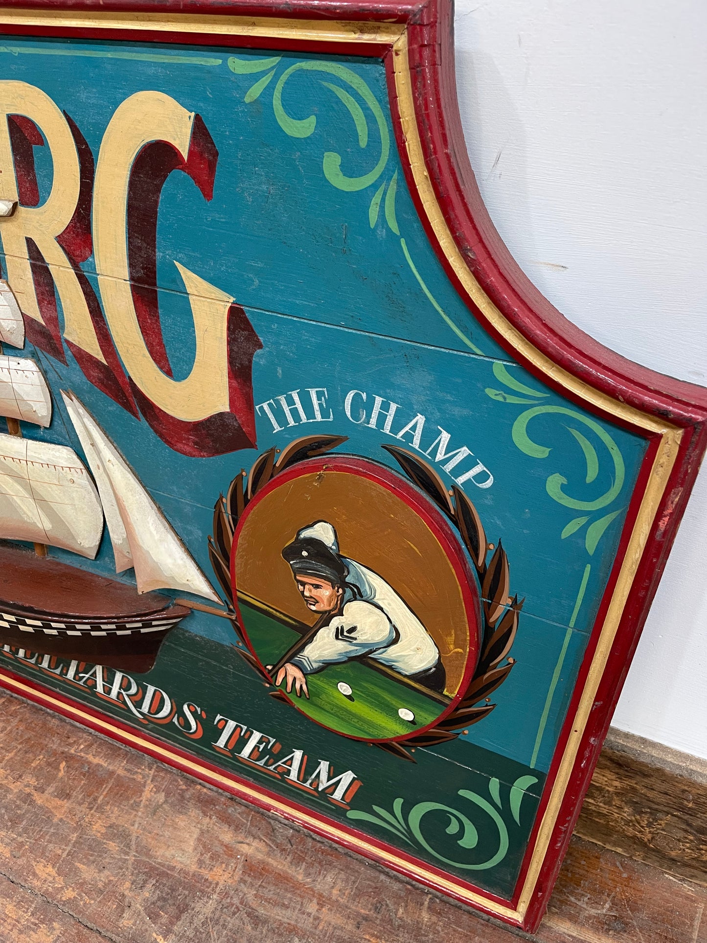 Vintage hand painted Hamburg boat / ship pub sign
