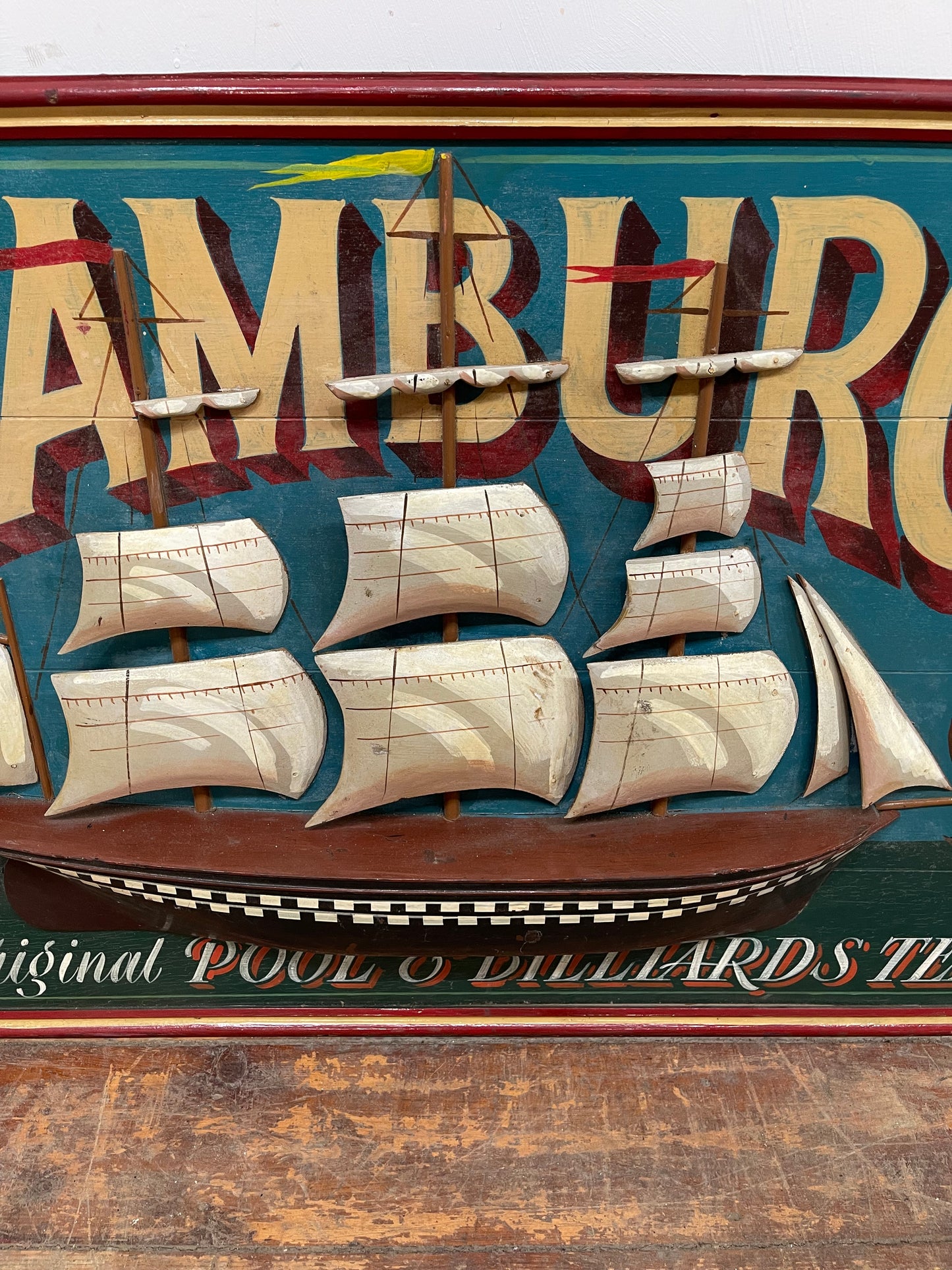 Vintage hand painted Hamburg boat / ship pub sign