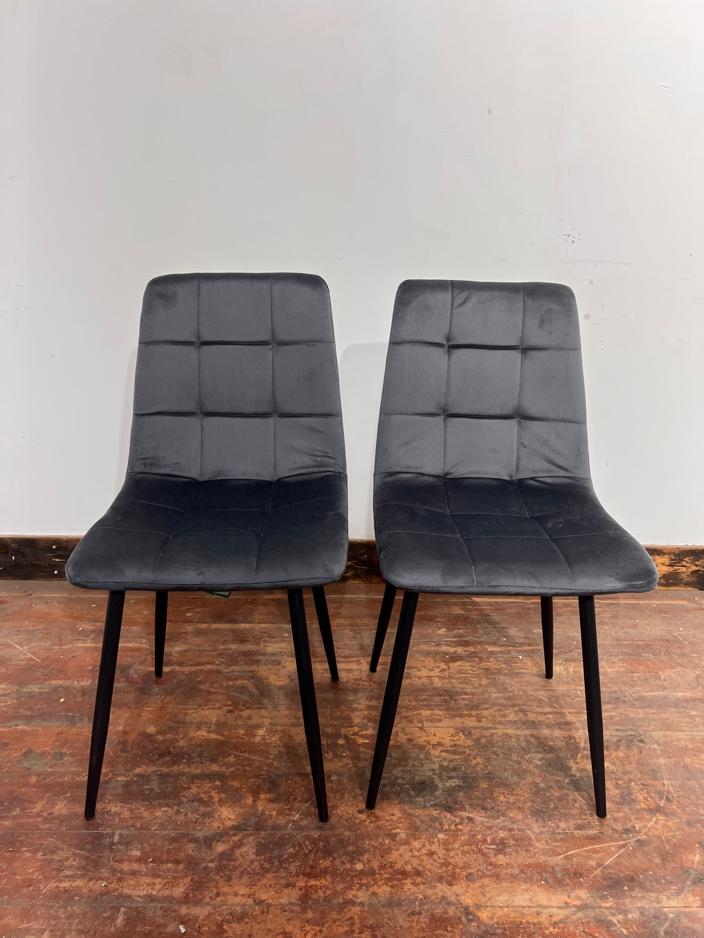 Grey Velveteen Dining Chairs