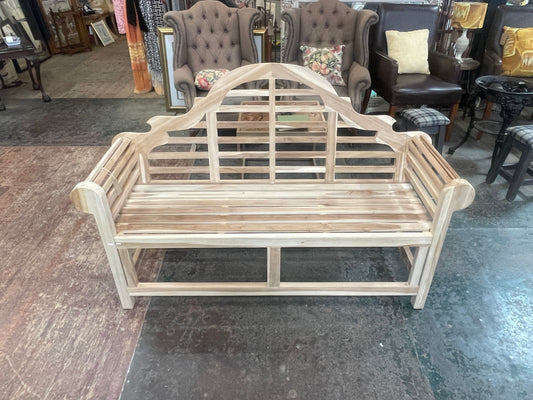 Lutyens Style Teak Garden Bench / 3 Seater / Classic Slatted Design