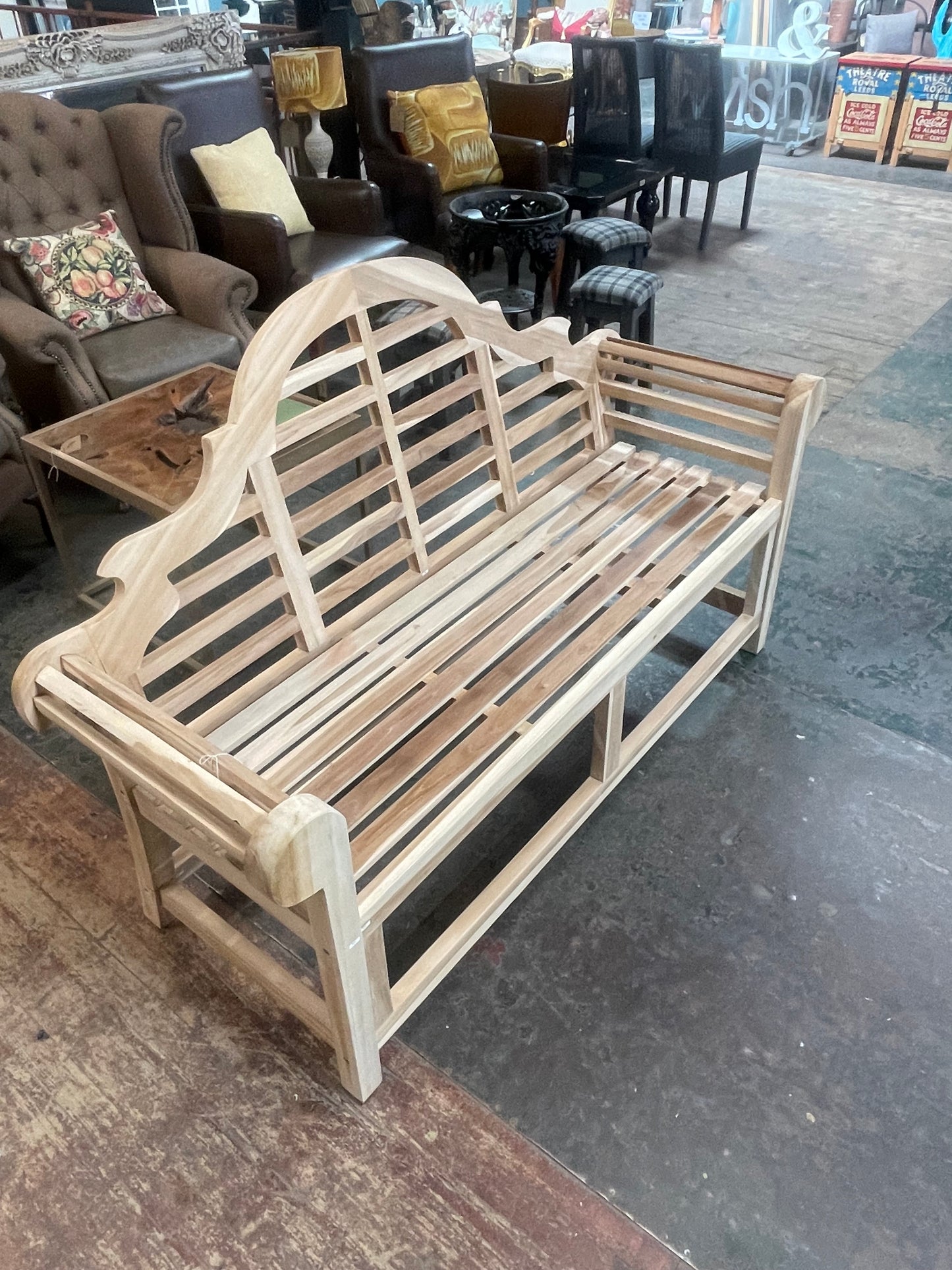 Lutyens Style Teak Garden Bench / 3 Seater / Classic Slatted Design