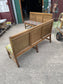 Pair of Oak Botanical Pattern Upholstered Bench Seats / William Morris Style