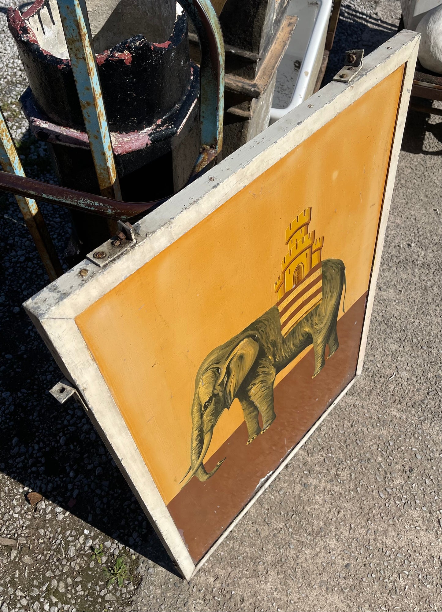 Original vintage hand painted Elephant & Castle pub sign