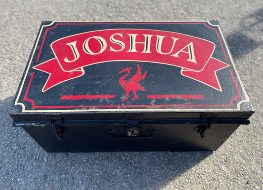 Original vintage metal Elephant Brand travel trunk LFC