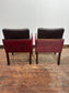 Set of 6 Red Leather Tub Chairs
