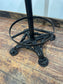 Set of 6 Industrial Cast Iron Bar Stools / Burgundy Padded Seats
