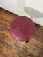 Set of 6 Industrial Cast Iron Bar Stools / Burgundy Padded Seats