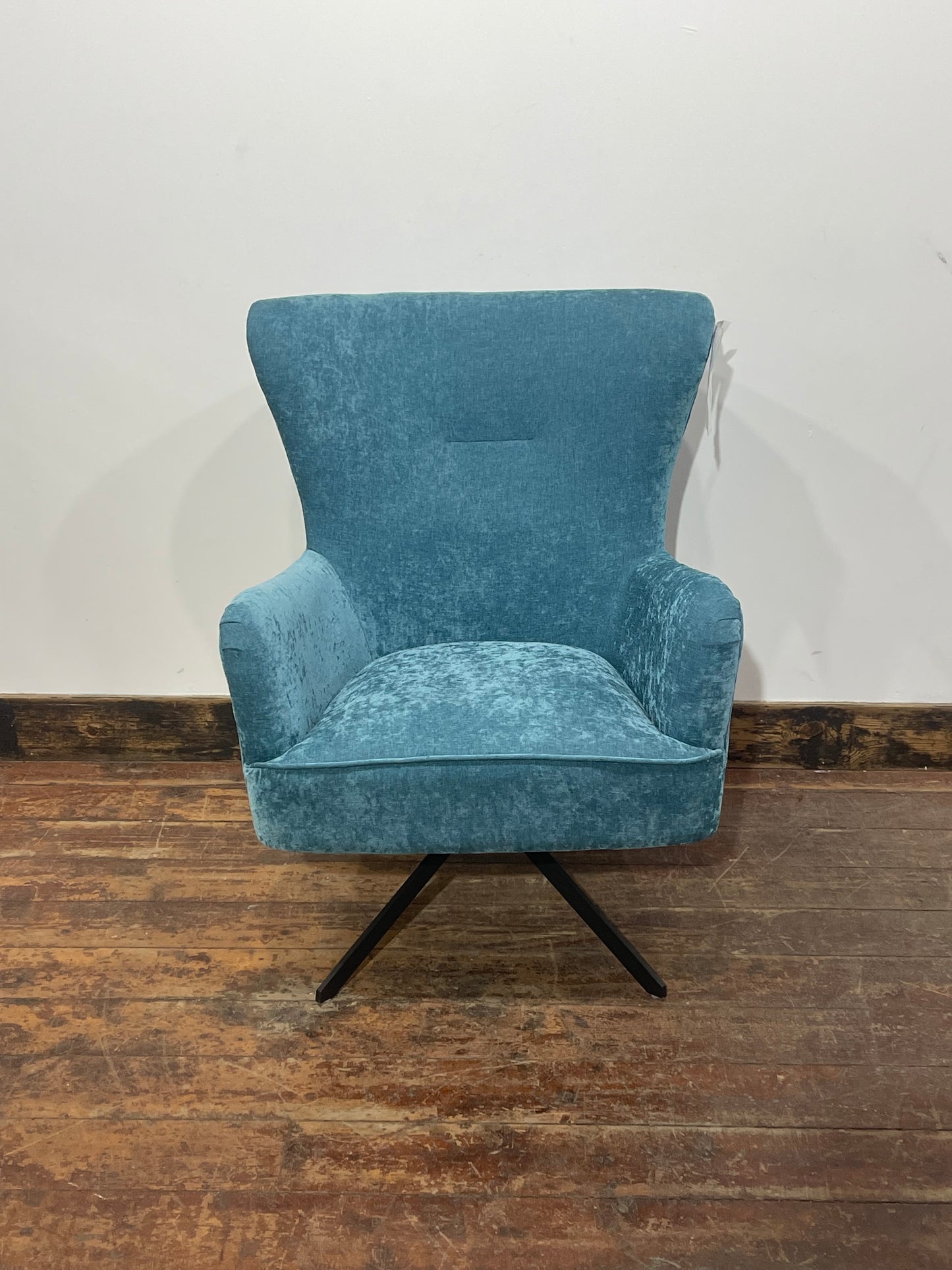 Modern Teal Blue Velvet Armchair Accent Lounge Chair Occasional Chair