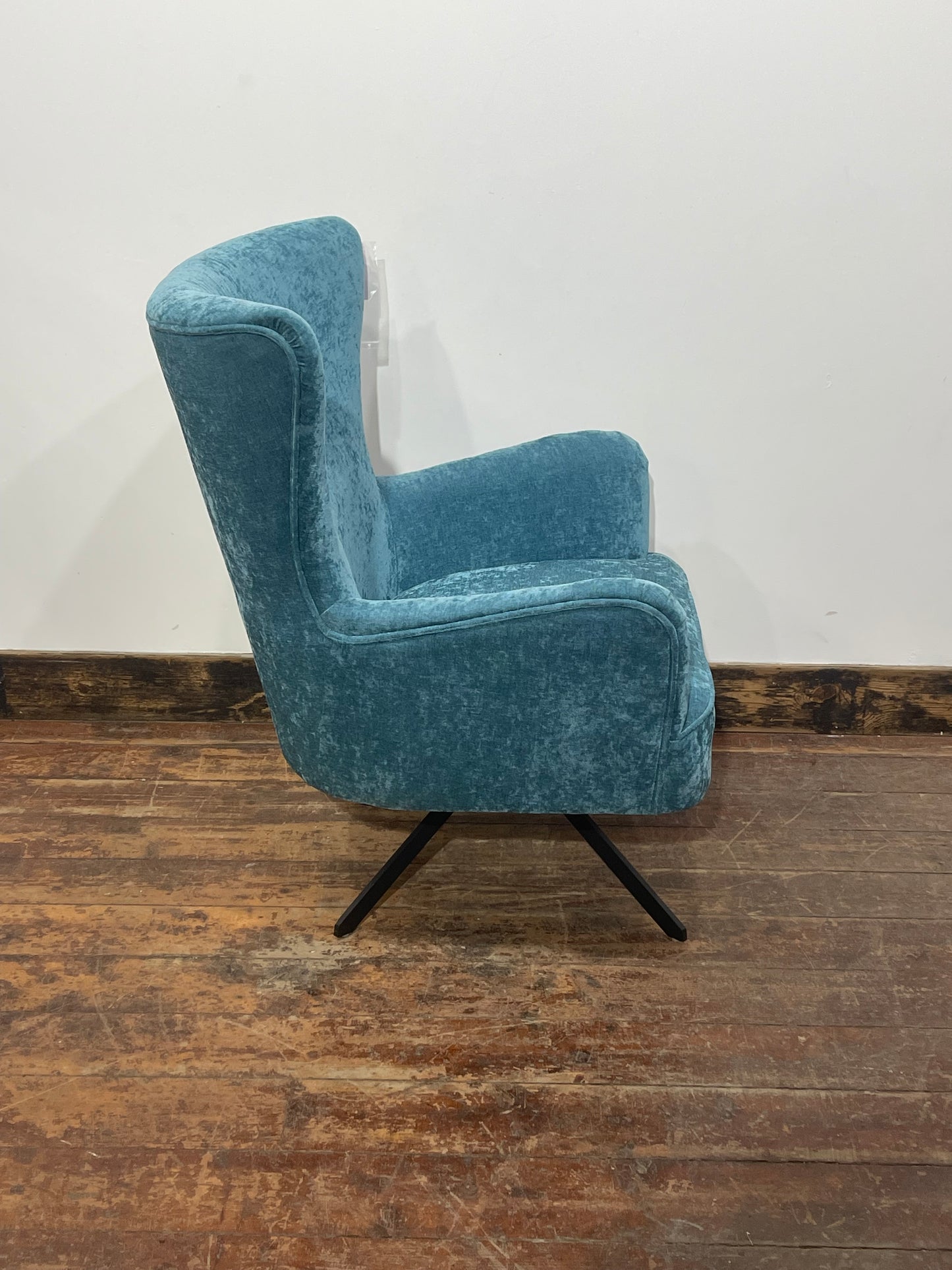 Modern Teal Blue Velvet Armchair Accent Lounge Chair Occasional Chair