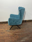 Modern Teal Blue Velvet Armchair Accent Lounge Chair Occasional Chair