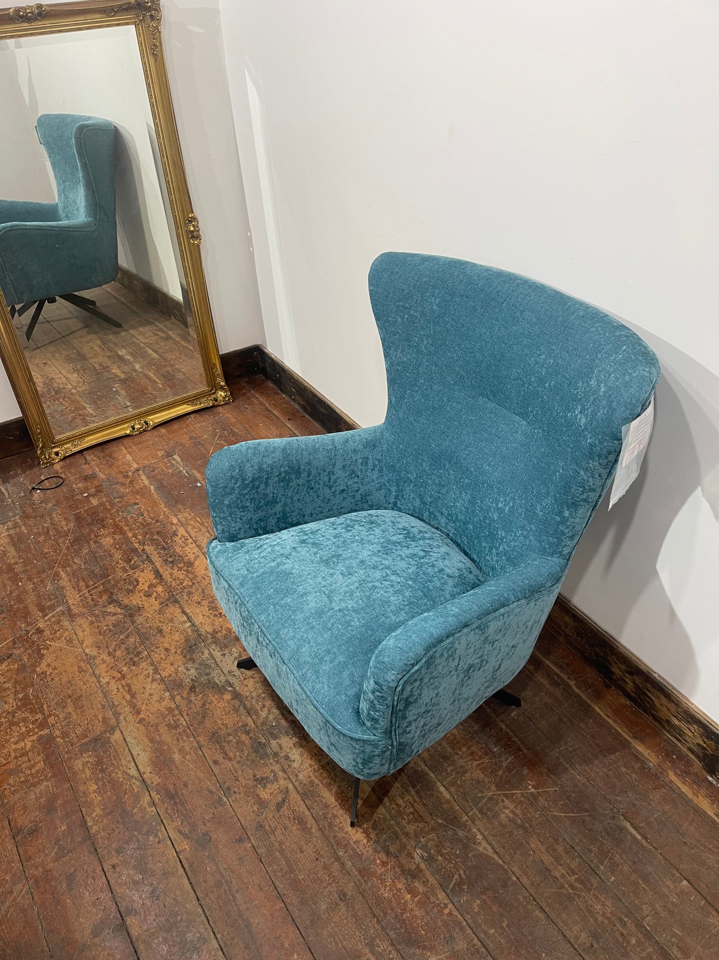 Modern Teal Blue Velvet Armchair Accent Lounge Chair Occasional Chair
