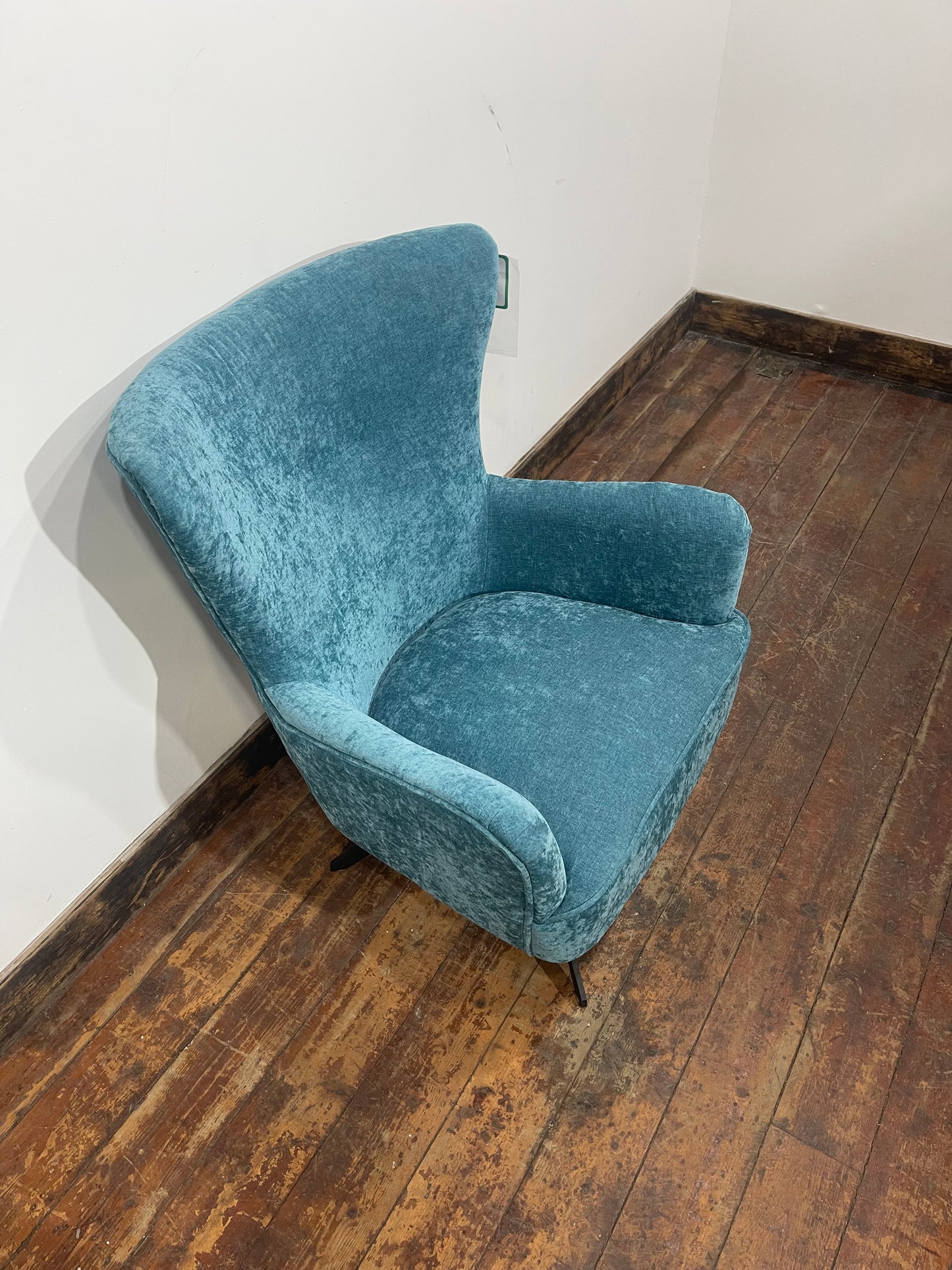 Modern Teal Blue Velvet Armchair Accent Lounge Chair Occasional Chair