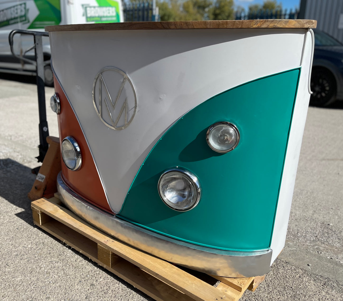 Ex-display retro camper van bar unit orange & green (2 of 2)