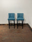 2 x new / ex-display bar stools teal blue seats & fabric backs