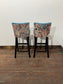2 x new / ex-display bar stools teal blue seats & fabric backs