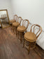 Set of 4 Bentwood Bar Stools Brown Leather Seats / Café Pub Bar Furniture