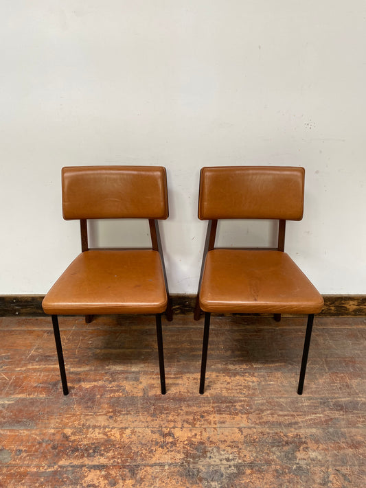 Retro style tan leather chairs