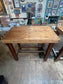 Pair of Rustic Solid Wood Poseur / Bar Tables with Metal Footrests