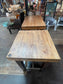 Pair of Rustic Solid Wood Poseur / Bar Tables with Metal Footrests