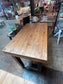Pair of Rustic Solid Wood Poseur / Bar Tables with Metal Footrests