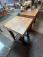 Pair of Rustic Solid Wood Poseur / Bar Tables with Metal Footrests