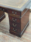 Traditional Mahogany Leather Top Pedestal Office Desk 9 Drawer Writing Desk