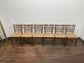 Set of 6 Solid Wooden Dining Chairs with Padded Beige Leather Effect Seats