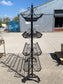 Black metal shelving rack on wheels