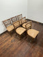 Set of 6 Solid Wooden Dining Chairs with Padded Beige Leather Effect Seats