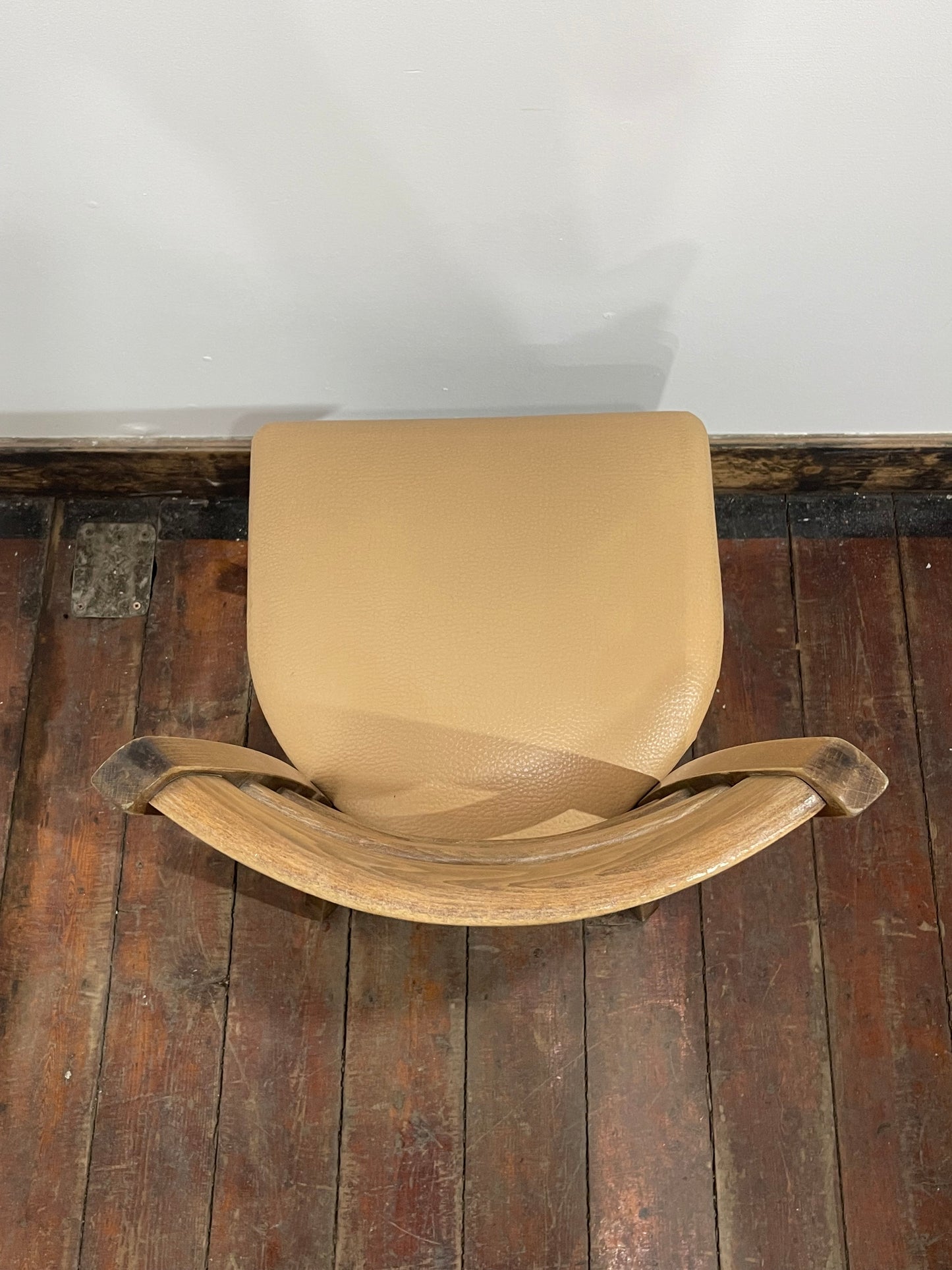Set of 6 Solid Wooden Dining Chairs with Padded Beige Leather Effect Seats