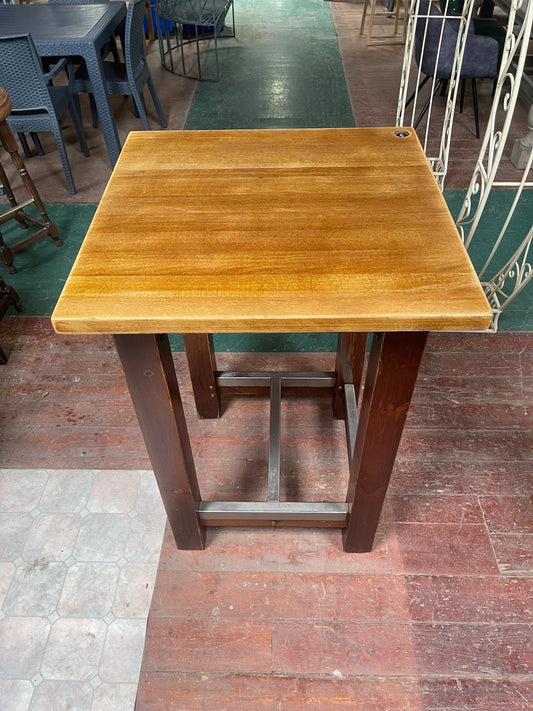 Solid Wood High Poseur Table | Rustic Industrial Bar Table | Pub Café Bar