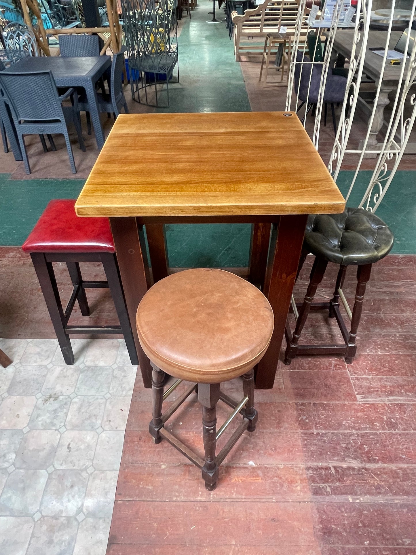Solid Wood High Poseur Table | Rustic Industrial Bar Table | Pub Café Bar