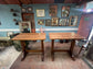 Pair of Solid Wood High Tables Rustic Pub Bar Café Restaurant Trestle Poseur Tables