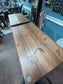 Pair of Solid Wood High Tables Rustic Pub Bar Café Restaurant Trestle Poseur Tables