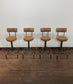 Set of 4 Industrial Style Swivel Bar Stools– Tan Leather Effect & Chrome