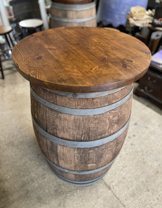 Barrel with round table top for pub / bar area