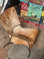 Genuine Cow Hide Leather Industrial Armchair | Rustic Lounge Accent Chair | Wood & Metal Frame