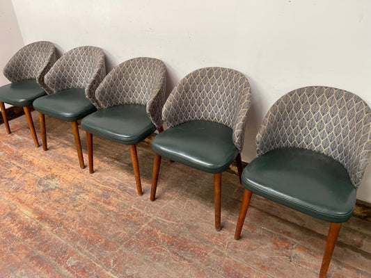 Matching set of 5 fabric and faux leather dining / pub chairs