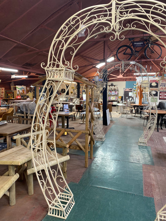 Ornate metal garden arch