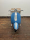 Vintage Vespa Scooter Front End Side Table, Blue & White, Wood Top Shelf Unit