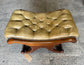 Vintage wood and leather footstool Chesterfield style