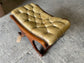 Vintage wood and leather footstool Chesterfield style