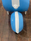 Vintage Vespa Scooter Front End Side Table, Blue & White, Wood Top Shelf Unit