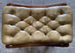 Vintage wood and leather footstool Chesterfield style