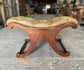 Vintage wood and leather footstool Chesterfield style