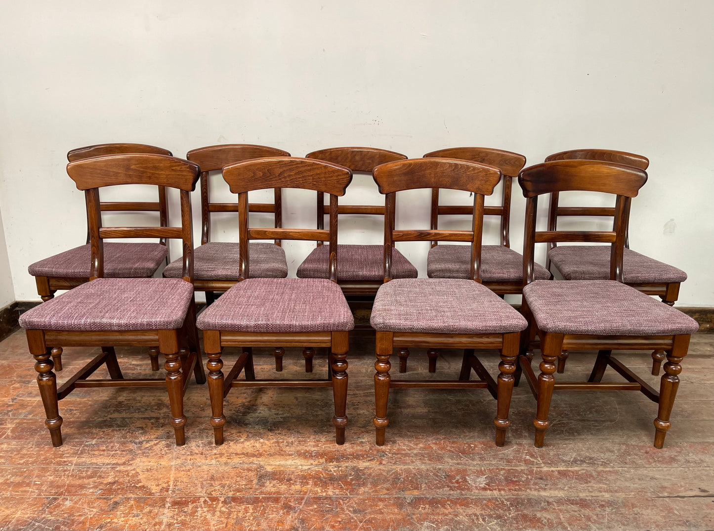 Set of 9 solid wood pub dining chairs