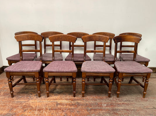 Set of 9 solid wood pub dining chairs